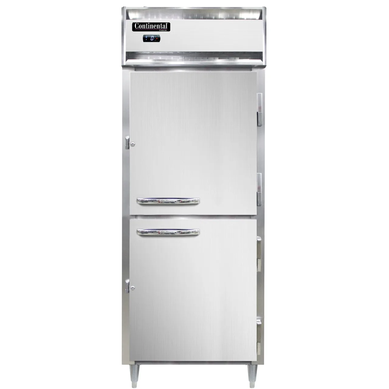 Continental Refrigerator D1FENSSHD 28" 1-Section Reach-In Freezer, 2 Half Solid Doors, Stainless Steel, Top Mounted, 22 cu. ft.