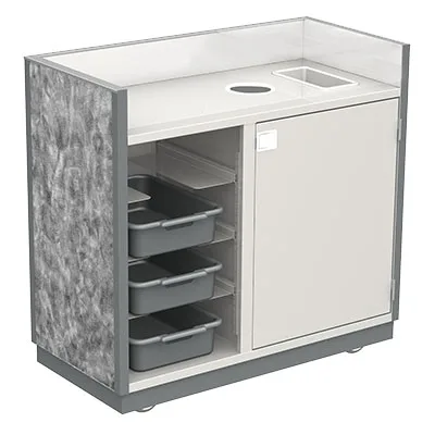 Lakeside 98412 Mobile Bussing Station, 49"W x 28"D x 46.25"H, Stainless Steel, Plastic Laminate Finish