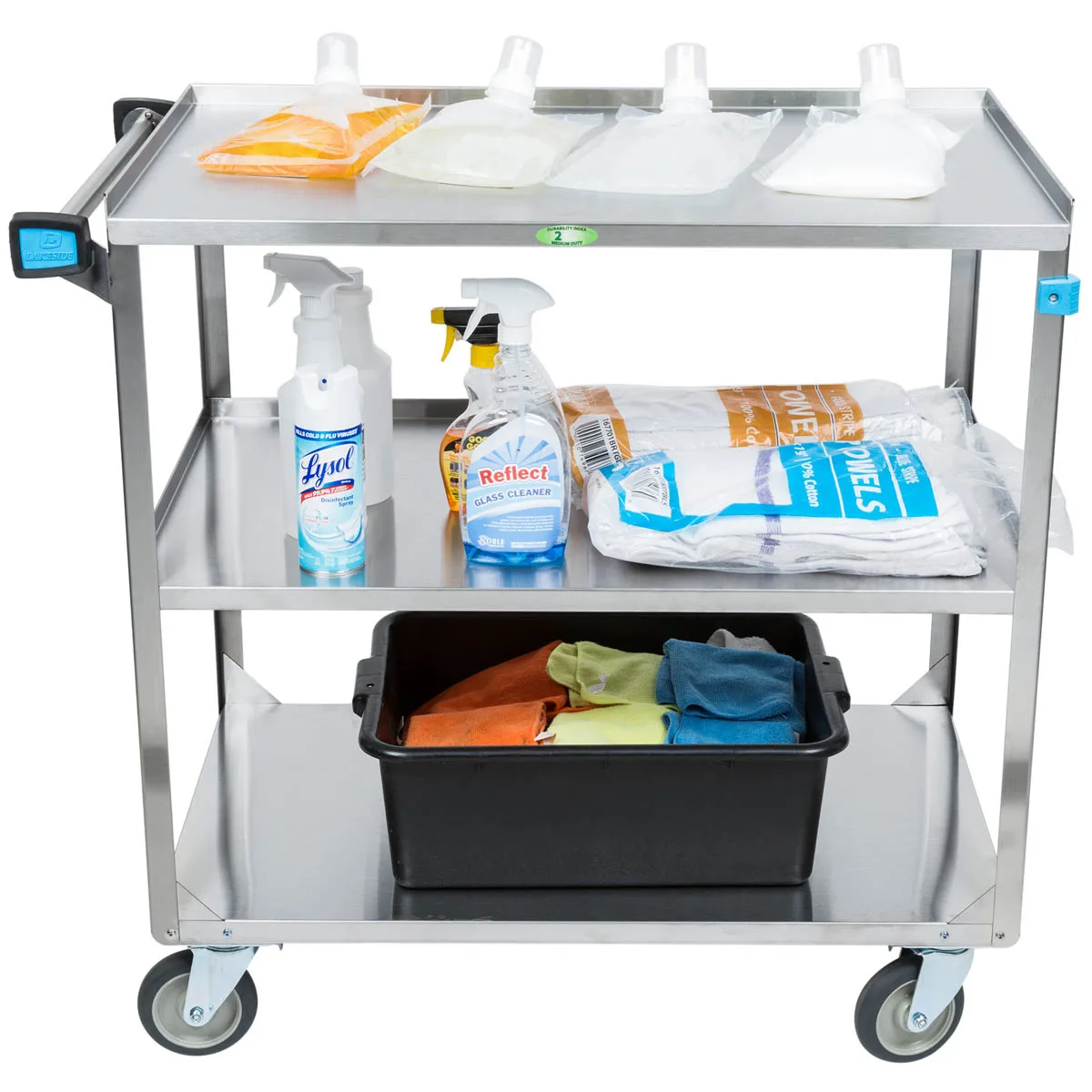 Lakeside 459 54" Handler™ 3-Shelf Stainless Steel Heavy Duty Utility Cart