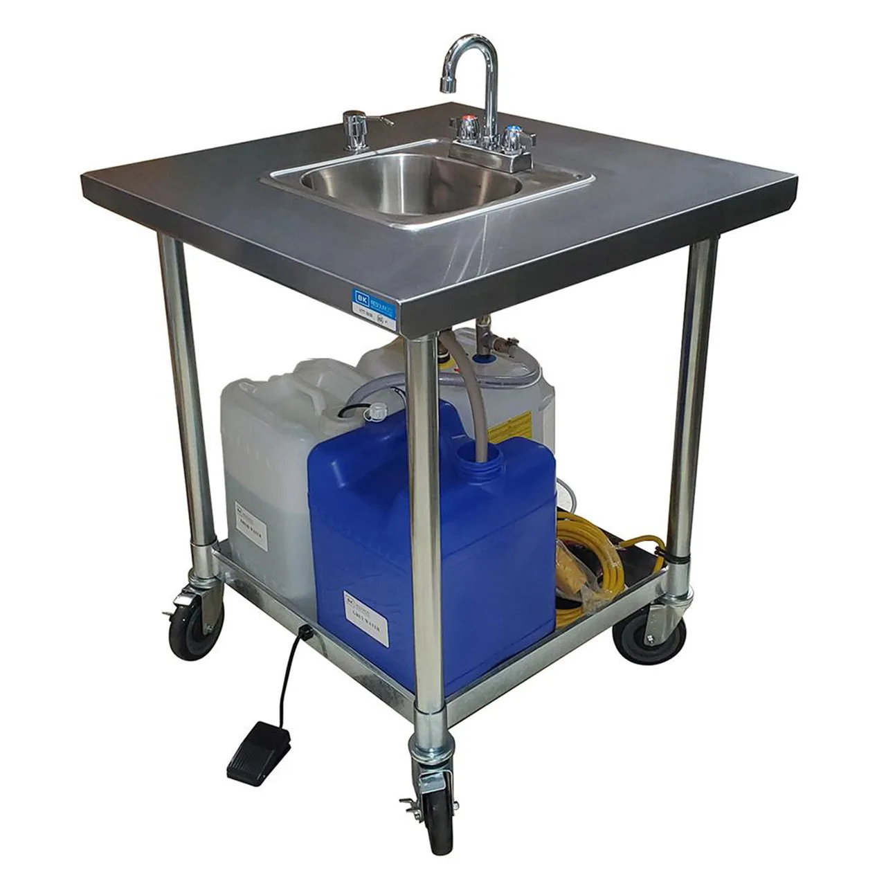 BK Resources MHS-V3030-CH-BKD Handwash Sink, Mobile, Hot & Cold Water