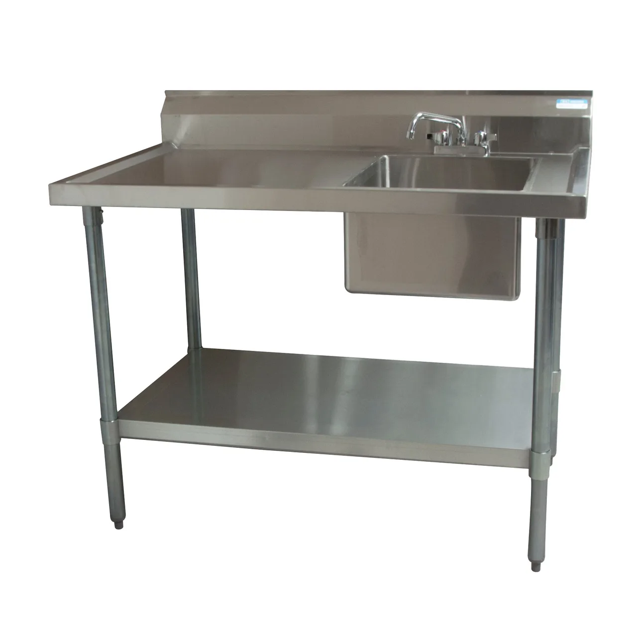 BK Resources BKMPT-3072S-R-P-G 72" Work Table with Prep Sink, Faucet Included / Right - 18 Gauge