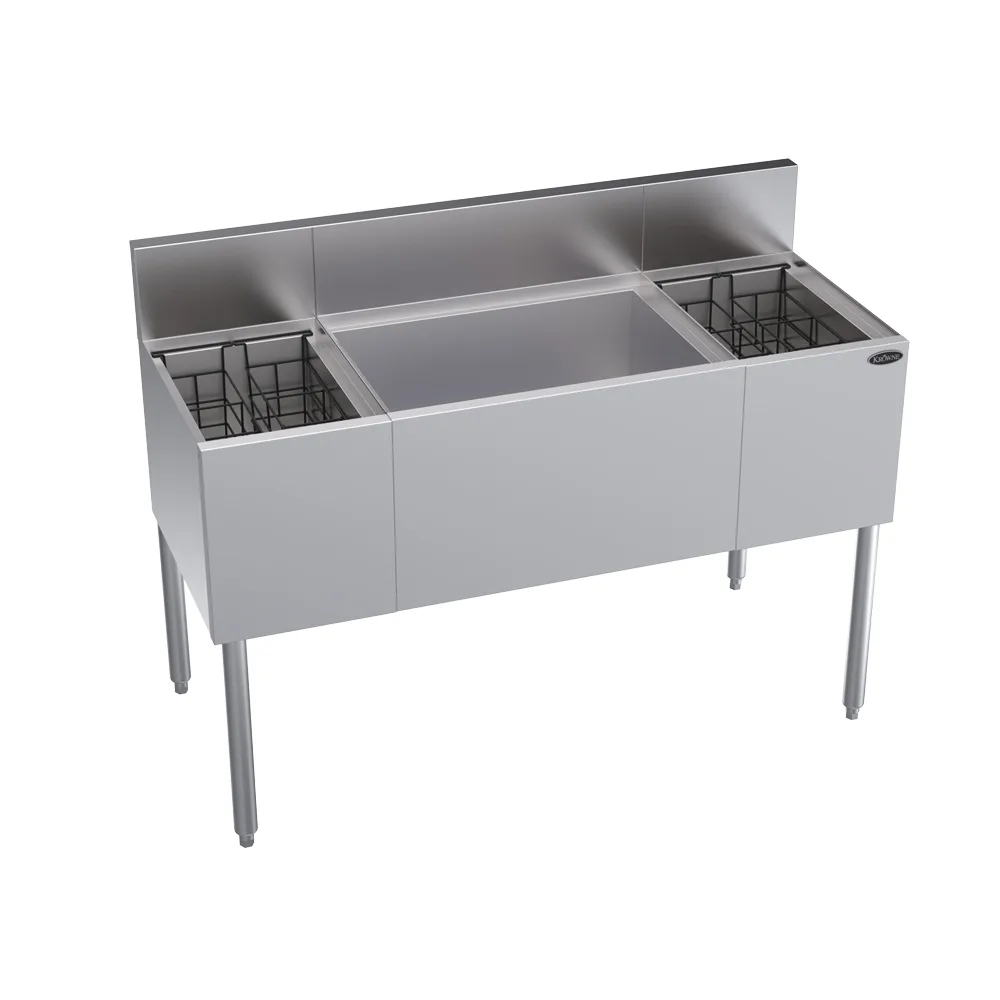 Krowne KR19-M48C-10 48" Bottle Well Bin Underbar Ice Bin/Cocktail Station w/ 74 lb Ice Bin
