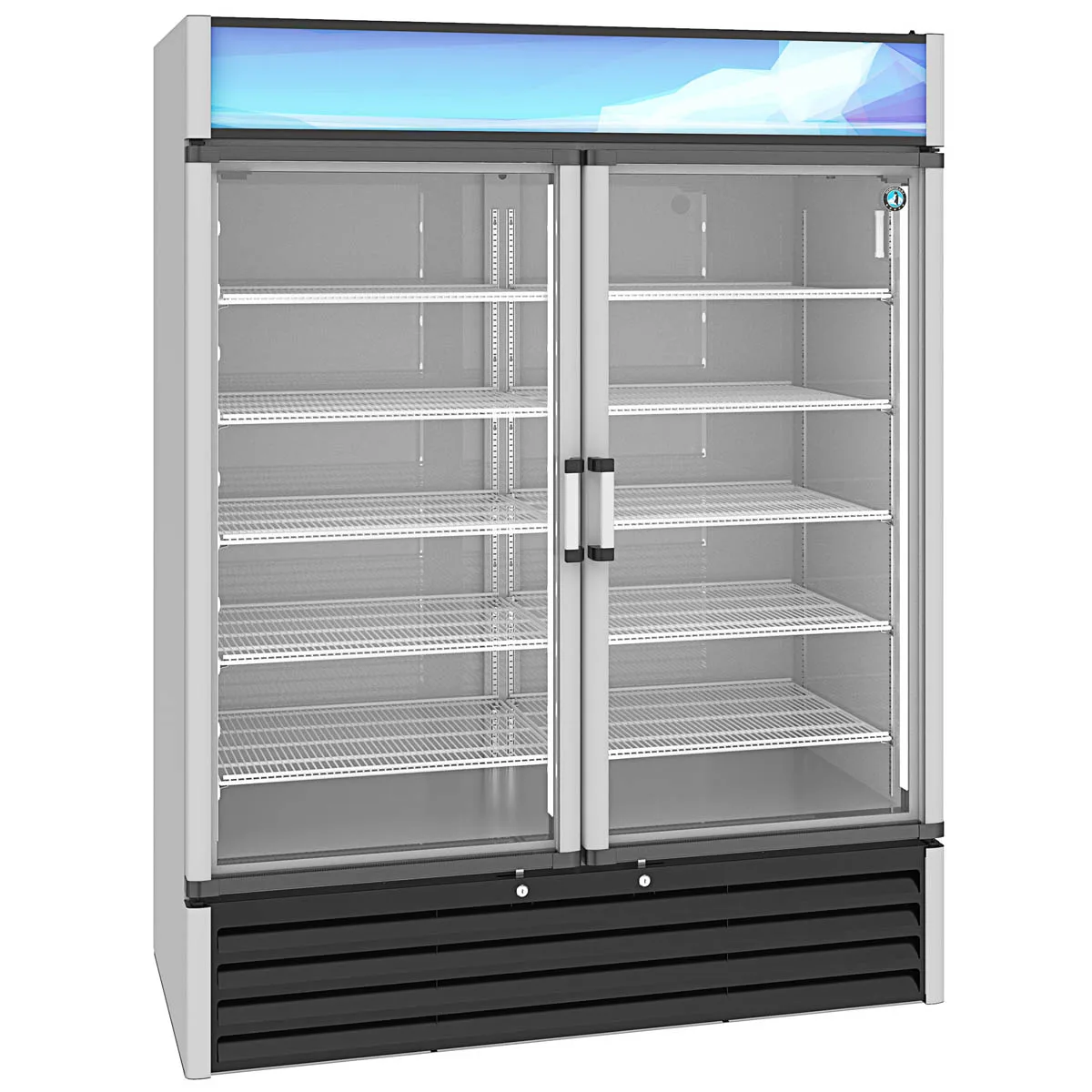Hoshizaki RM-49-HC 60" 2-Section Swing Glass Door Refrigerated Merchandiser, 42.6 cu. ft.