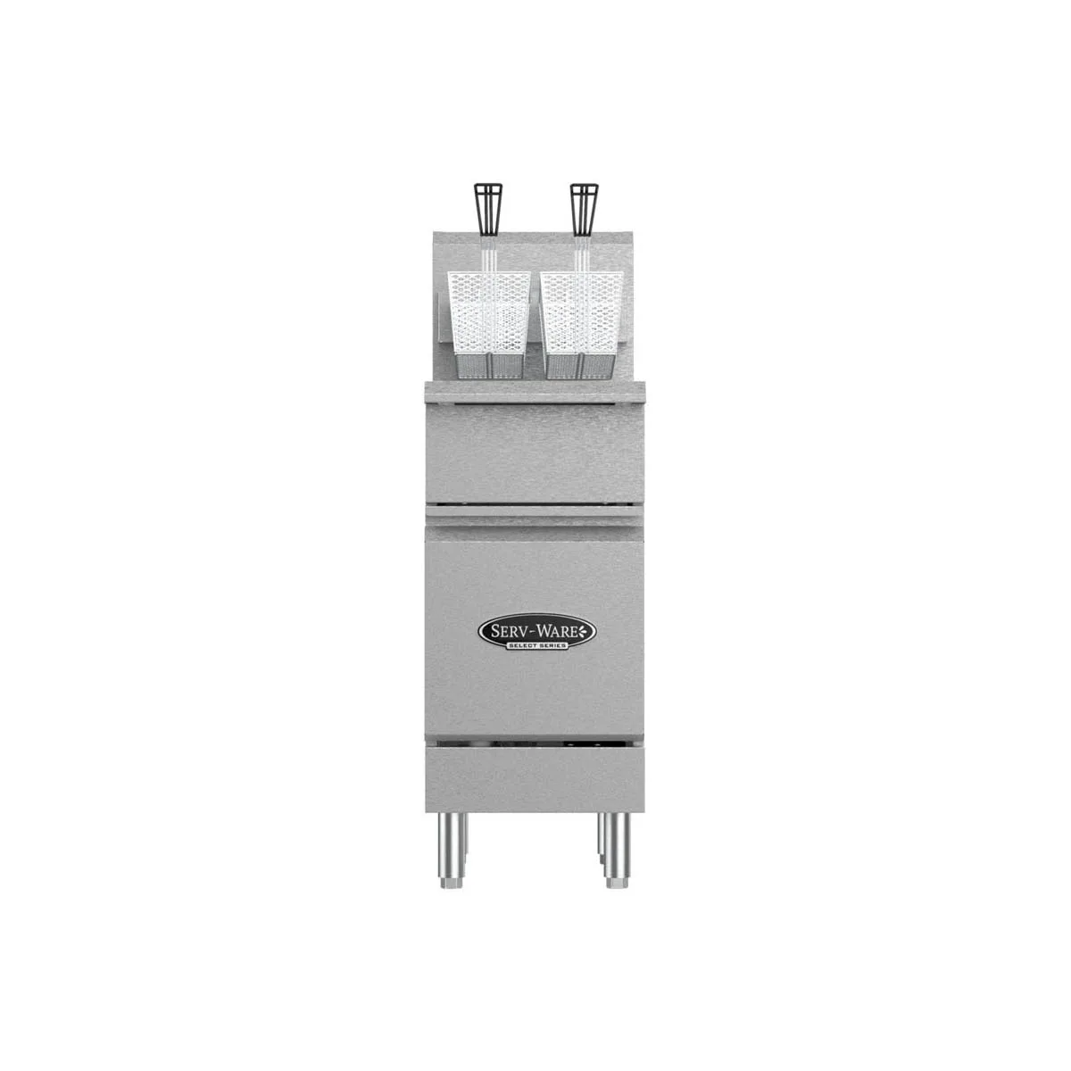 Serv-Ware SS-SGF-40N Floor Model Natural Gas Full Pot Fryer, 40 lbs, 90.000 BTU