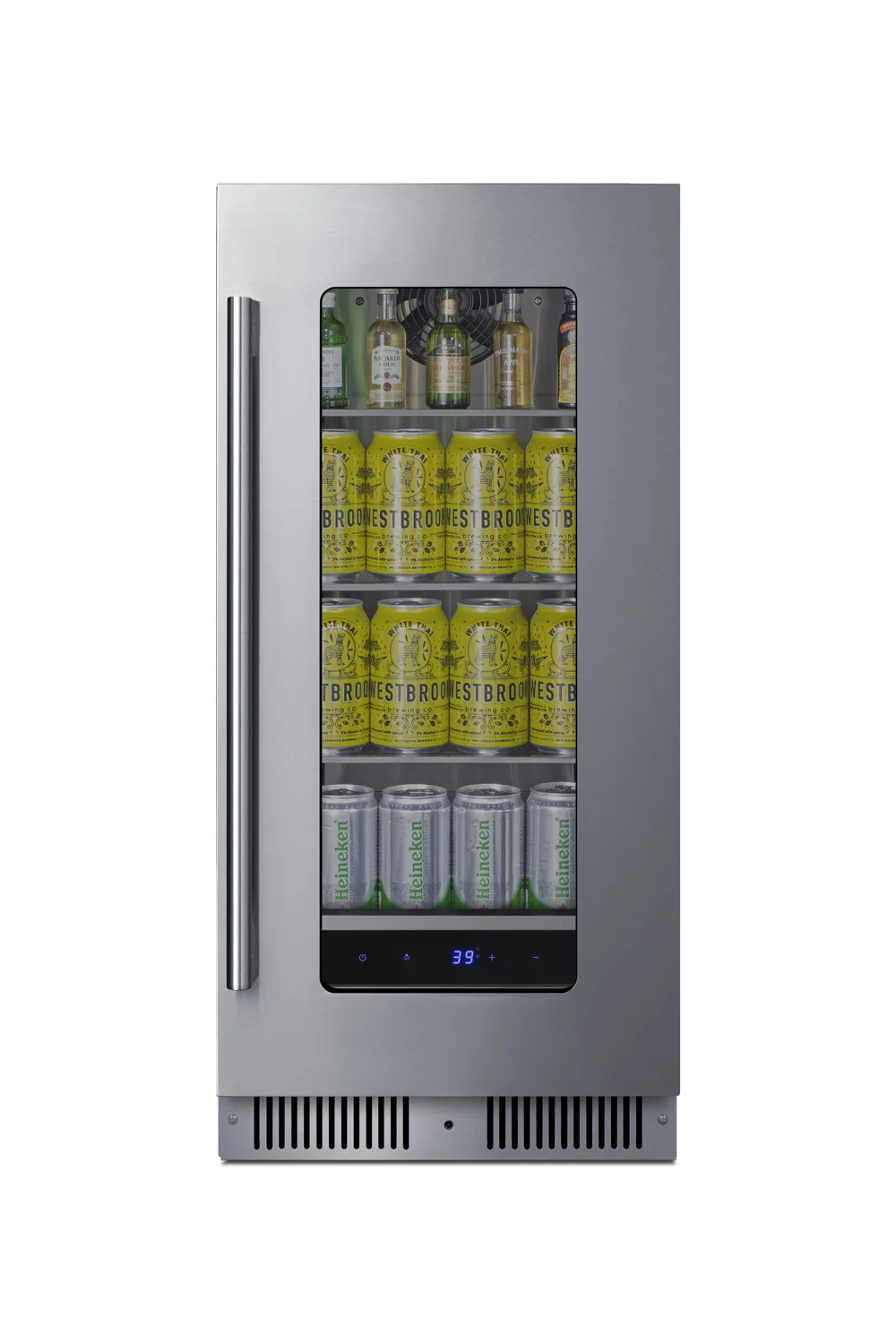 Summit SDHG1533 - 15" Undercounter Glass Merchandiser, 1.9 cu.ft., Black, Dimmable LED, Frost‑Free