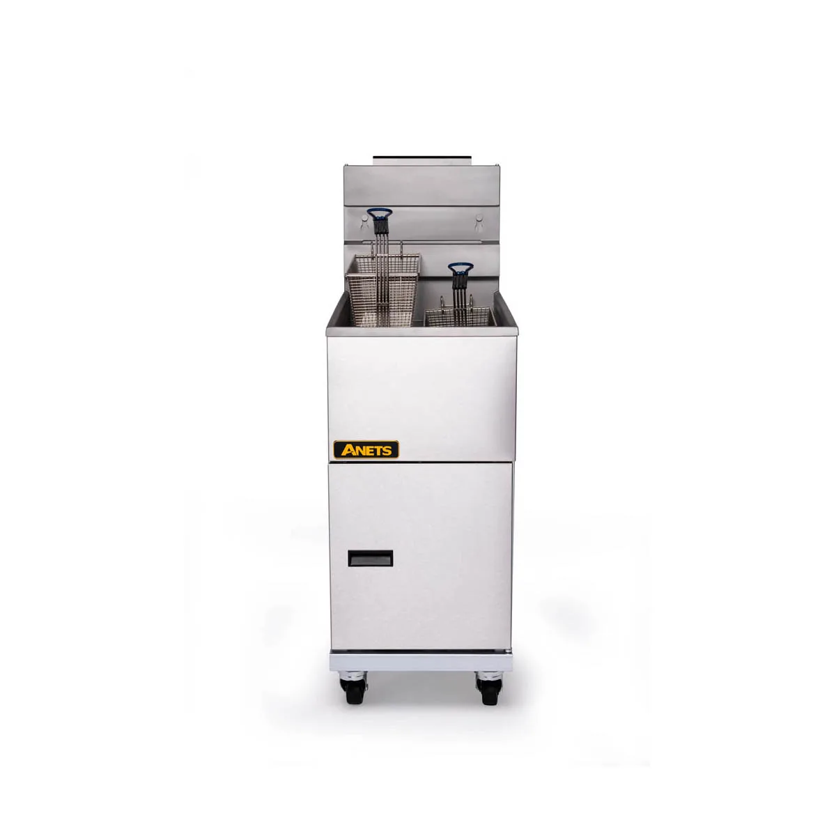 ANETS 40AV 15" Full Pot Floor Model Gas Fryer w/ 35 lbs Capacity, 2 Twin Baskets, Millivolt Control