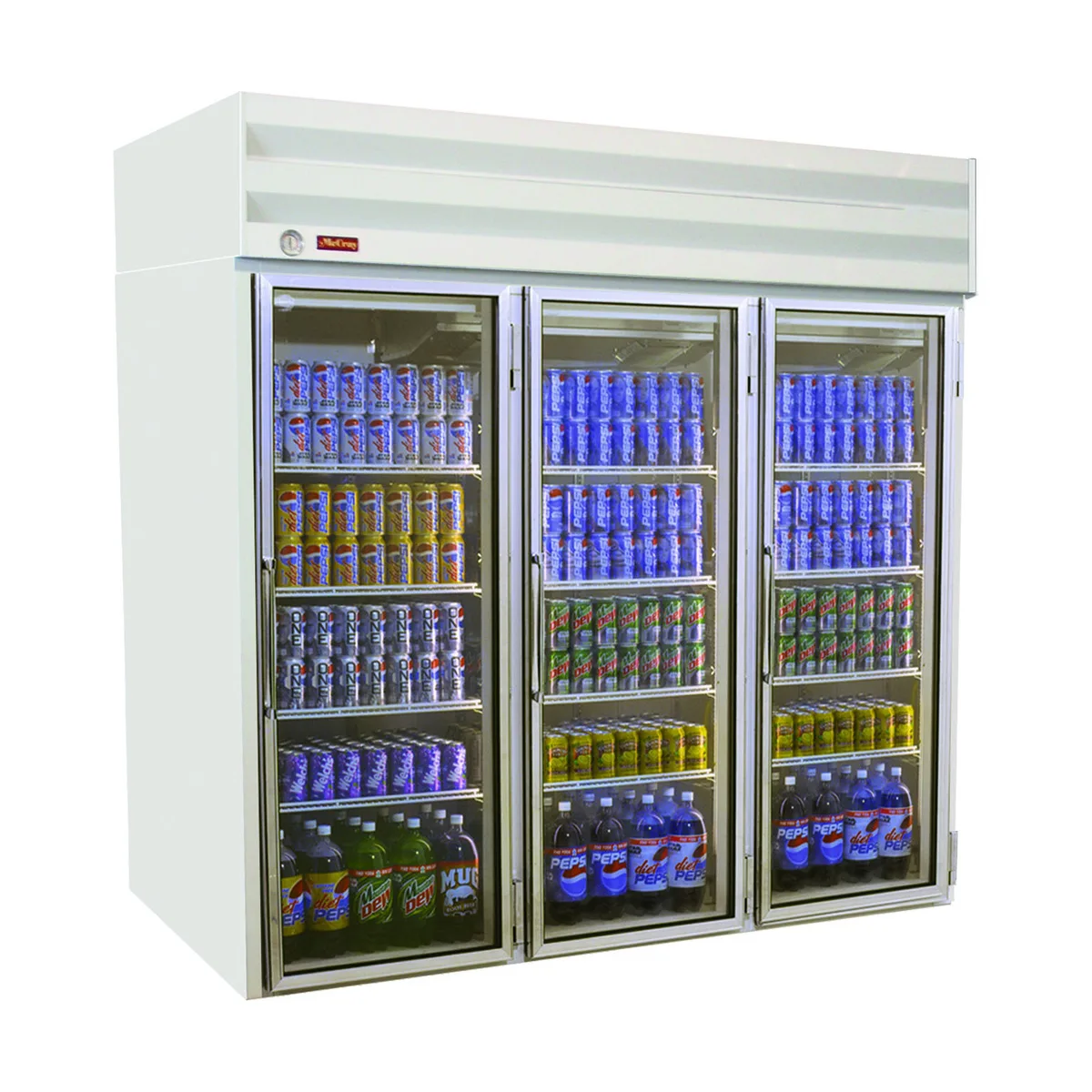 Howard-McCray GR75 78" Three Swing Glass Door Merchandiser Refrigerator in White, 75 cu. ft.