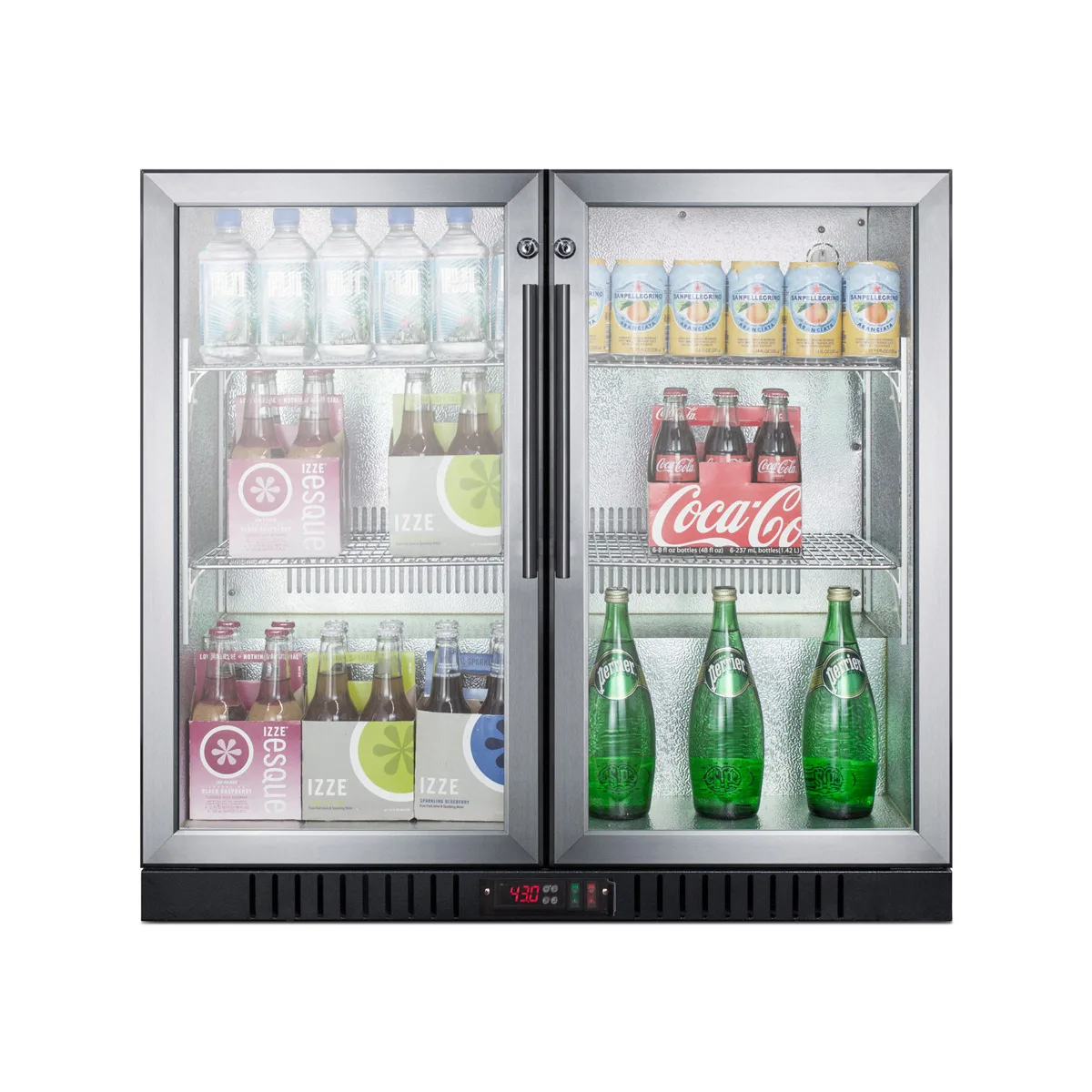Summit SCR7012DBCSS  Beverage Merchandiser, Two Swing Glass Door, Stainless Steeel, 7.4 cu. ft.