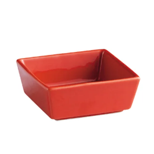 CAC China F-BW4-R Fortune Bowl – 3-1/2" square, 5 oz, 1-5/8" H, Porcelain, Red – 1 Dozen