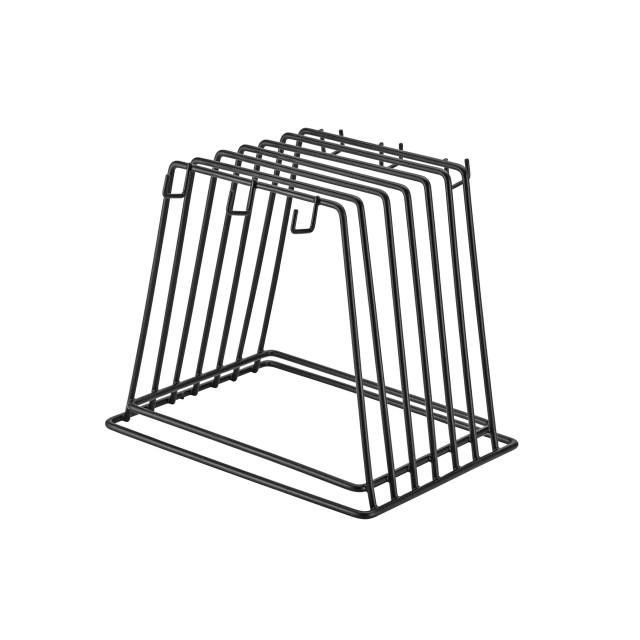 CAC China CBRK-6V Commercial Plastic Cutting Board Rack, Vinyl Coated, 6 Slot & 6 Hook, Black/Cherry
