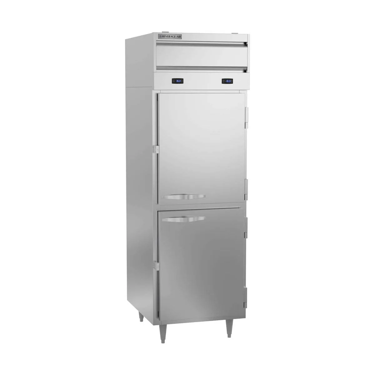 Beverage Air PRF12-12HC-1HS 26" 1-Section Reach-In Refrigerator Freezer Combo w/ 2 Half Solid Doors