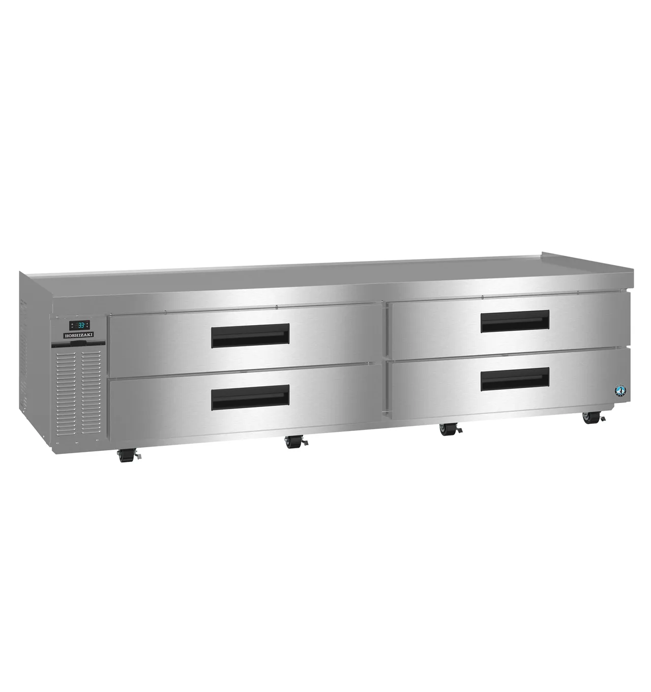 Hoshizaki CR98B-L 98" 4 Drawers Refrigerated Chef Base, Marine Edge Steel Top, (12) 12 x 20 Pans Capacity