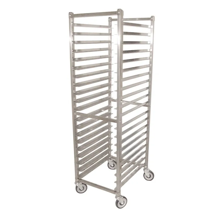 Omcan USA 23834 Stainless Mobile Full Size End Load Pan Rack w/ (20) 18" x 26" Pan Capacity, Square Top