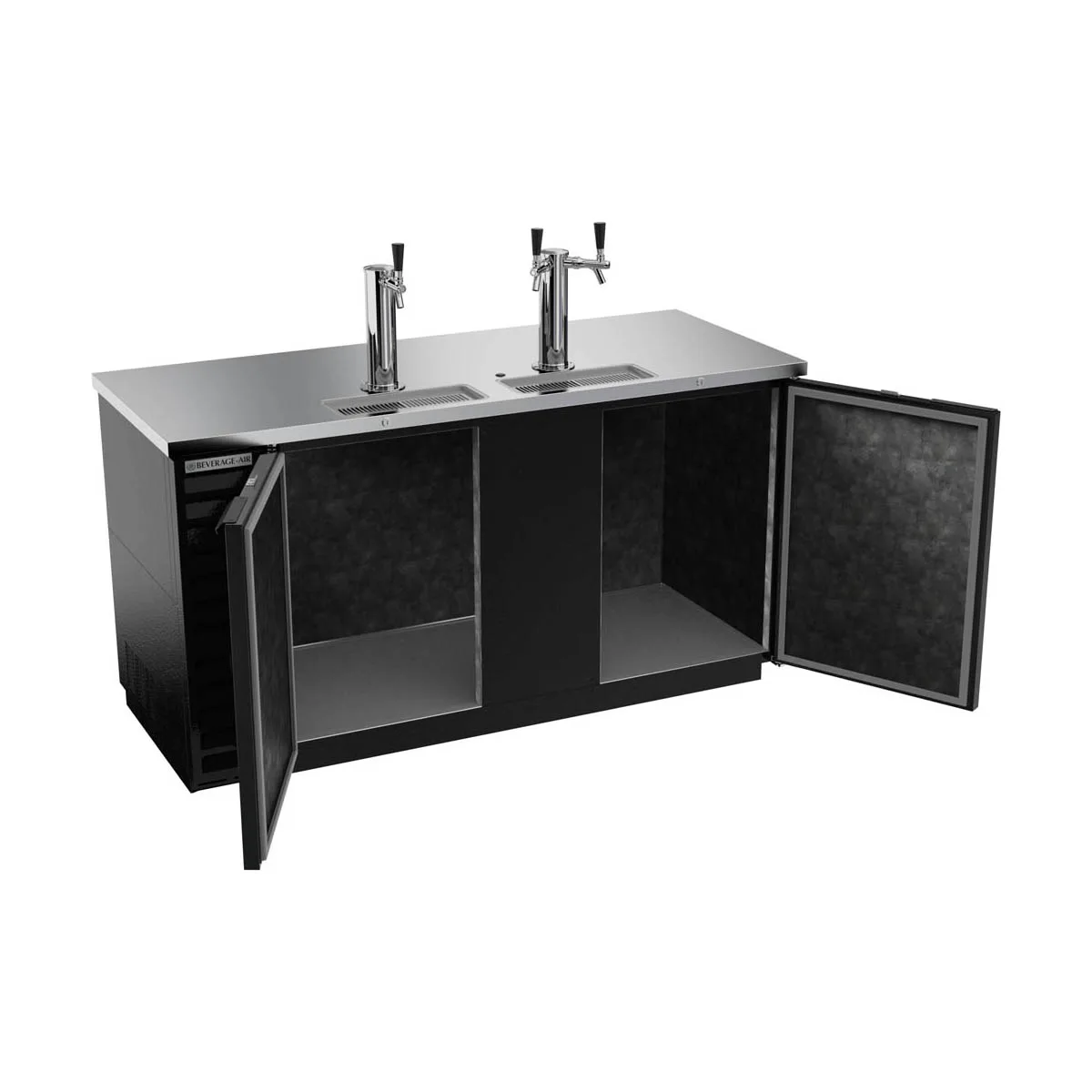 Beverage Air DD68HC-1-B 69" Draft Beer Cooler w/ 3 Kegs, 25.93 cu. ft., 1 Single & 1 Dual-Tap Towers