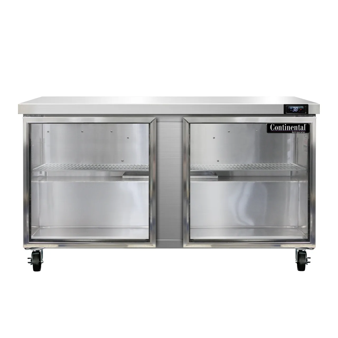 Continental Refrigerator SW60NGD 60" 2-Section Worktop Refrigerator w/ 2 Glass Doors, 17 cu. ft.