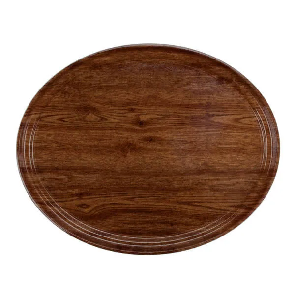 Cambro 2500304 Camtray Oval Tray, 19‑1/4" x 24" Fiberglass, Country Oak, NSF, Dishwasher Safe
