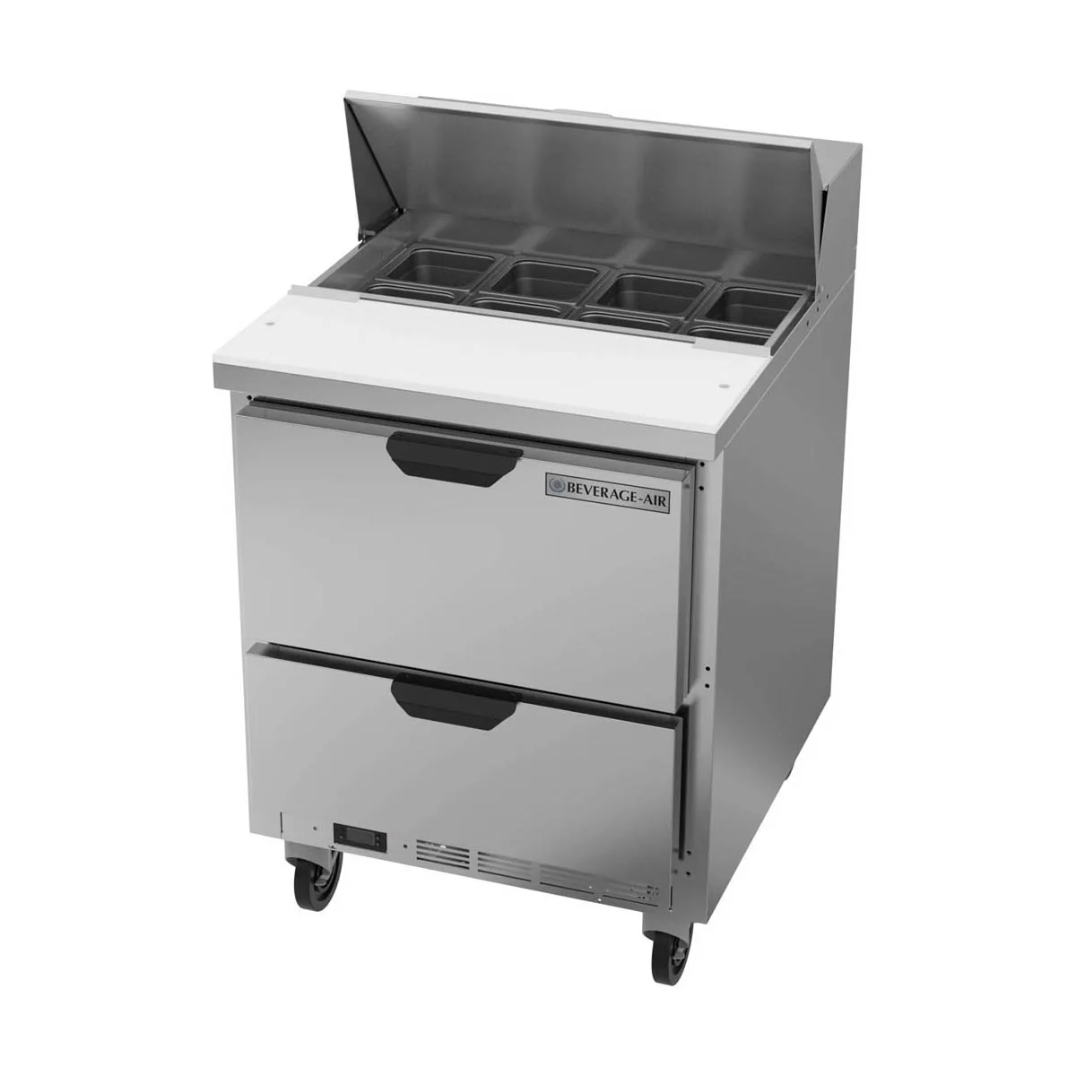 Beverage Air SPED27HC-B 27"One Section Sandwich/Salad Prep Table w/ 2 Drawers, 8 pans, 6.9 cu. ft.