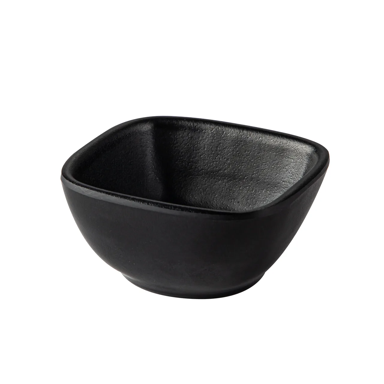 CAC China MLSD-Q3-MK Square Melamine Sauce Dish, 1 oz, 2.75" x 2.75" x 1.38" Matte Black - 1 Dozen
