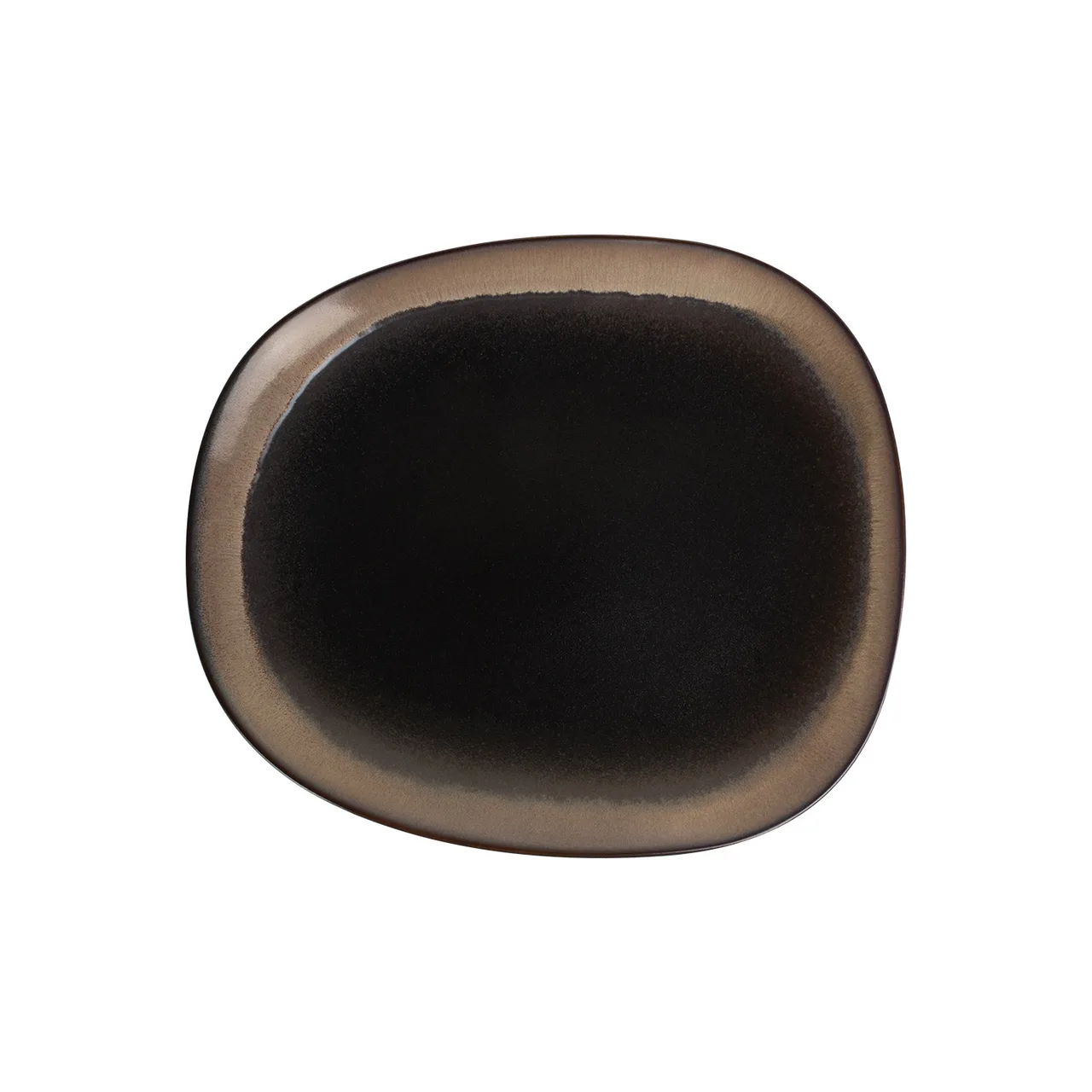 CAC China VEN-EP312 Venus Platter, 10-1/2" Egg‑Shaped Oval Tray, Black & Beige - Dozen