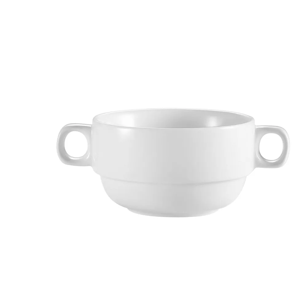 CAC China RCN-49 - Clinton 10‑Oz Bouillon Cup, 6"×4"×2‑3/8" Round Porcelain, Super White - 1 Dozen