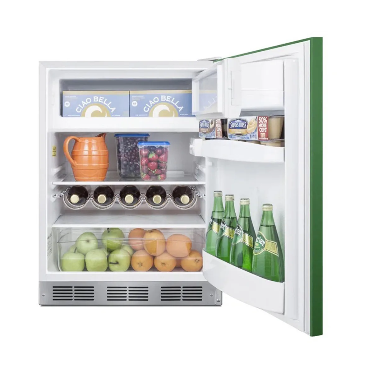 Summit BRF611WHGADA 23" Undercounter Freezer in White, w/ Emerald Green Door, ADA Compliant, 5.1 cu. ft.