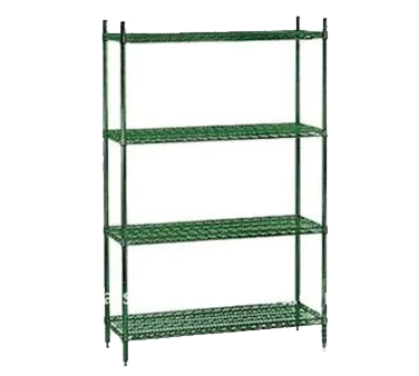 Klinger's Trading S1424-GREEN Wire Shelving Unit, 24"W x 14"D, Green Epoxy Coated, NSF Certified