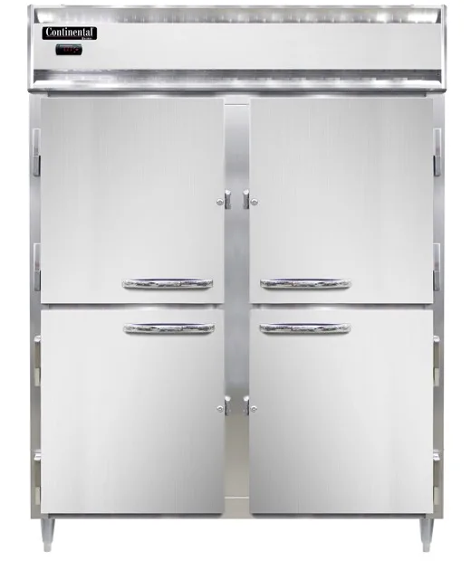 Continental DL2WE-PT-HD-SD-GD 2-Section Heated Holding Cabinet, 52 cu ft, Stainless Steel Front, Aluminum Sides, Half Height Glass & Steel Doors