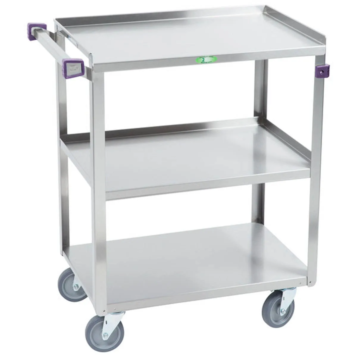 Lakeside 411A Stainless Steel 3 Shelf Medium Duty Utility Cart w/ 500 lbs Capacity
