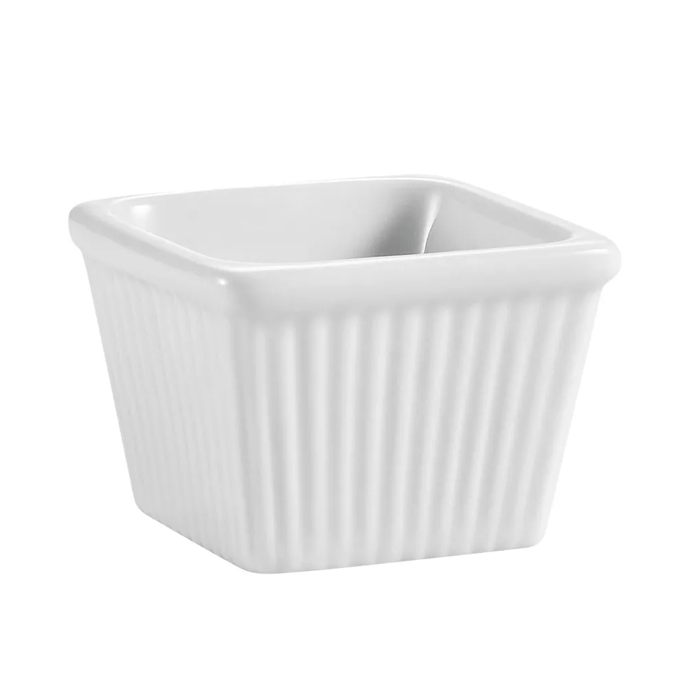 CAC China RKF-SQ3 - Fluted 3 Oz Porcelain Ramekin, 2-3/8" sq, White, Dishwasher Safe - 1 Dozen