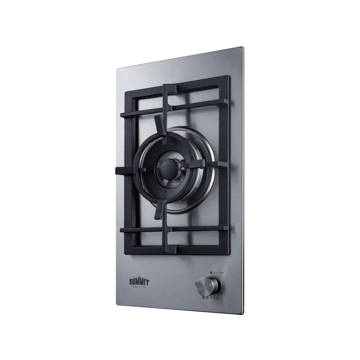 Summit GCJ1SS 12" Built-In Gas Cooktop/Hotplate with (1) Burner, Stainless Steel Surface, 15.000 BTU