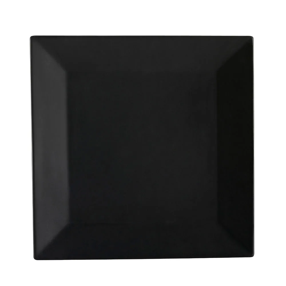 CAC China KC-21-BLK Arts Plate, 12" x 12" x 1" Square Black Ceramic, Dishwasher Oven Safe - Dozen