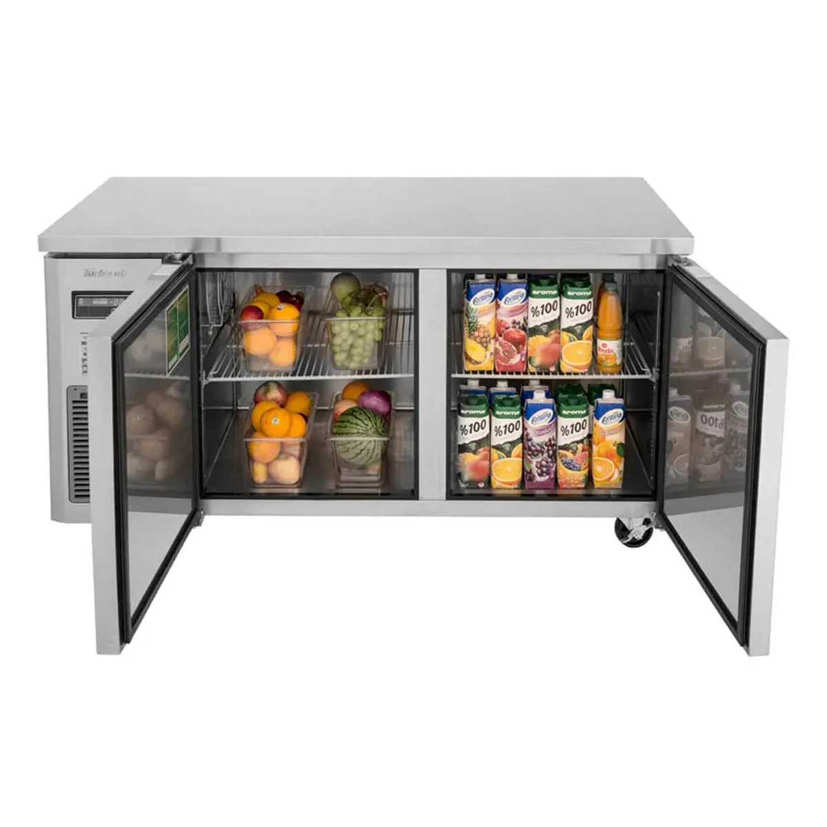 Turbo Air JUF-60-N 59" 2-Door Undercounter Freezer, Stainless Steel Exterior, Front Breathing, 13.5 cu. ft.