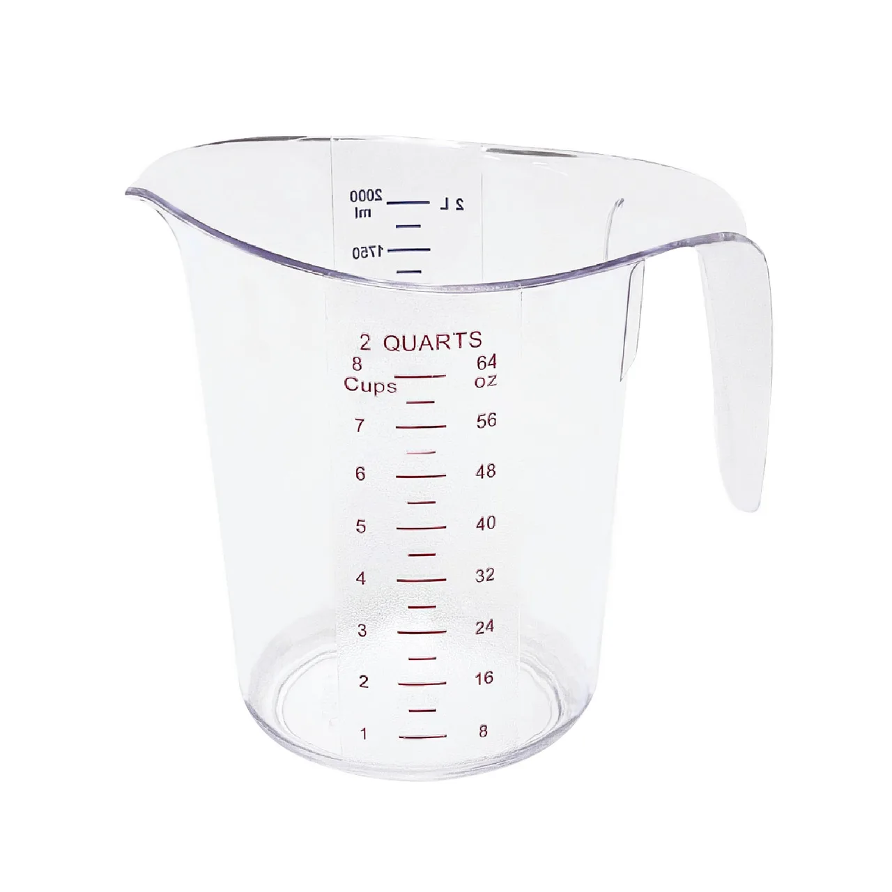 CAC China MCBK-200 Measuring Cup, 2 Qt./200-2000 mL, Polycarbonate, Dual Color Embossed Graduations