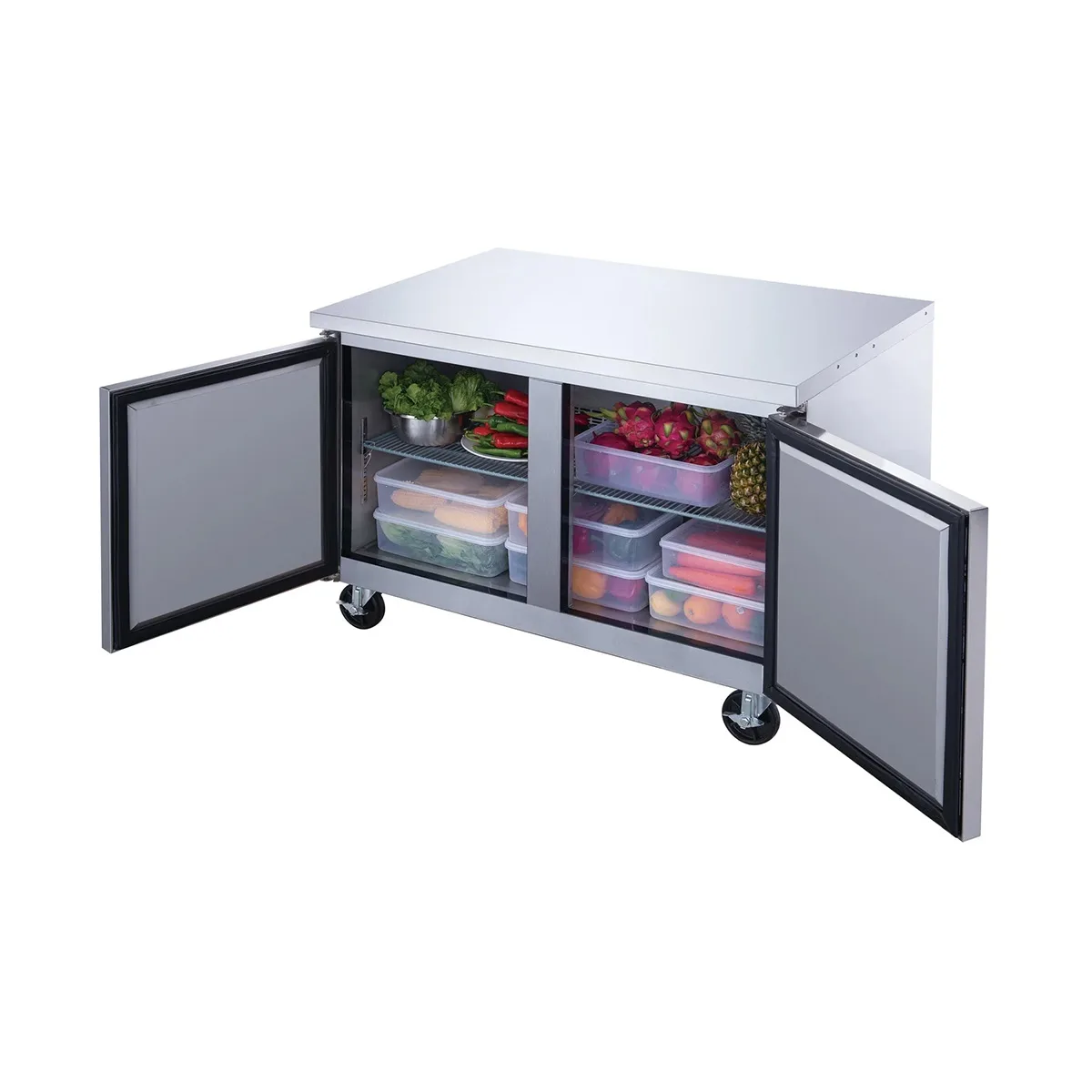 Dukers Appliance Co DUC60R 60" 2-Doors Undercounter Refrigerator, Stainless Steel, 15.53 cu. ft.