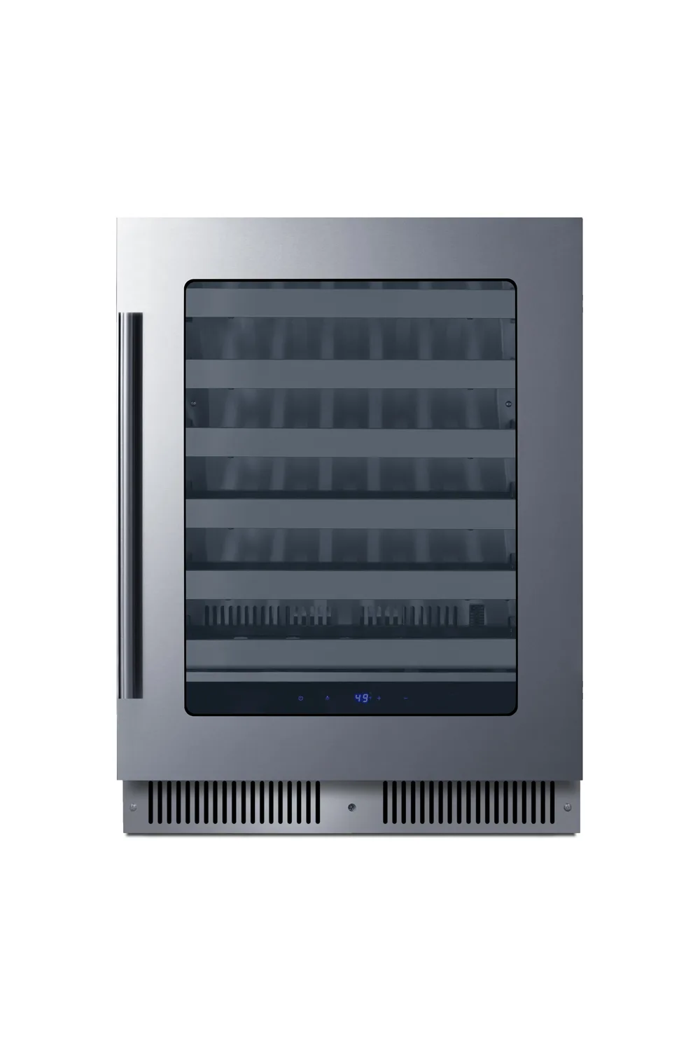 Summit SDHW2442 Undercounter Wine Cooler, 24" Wide, 3.25 cu.ft., Black, Glass Door, Stainless Trim