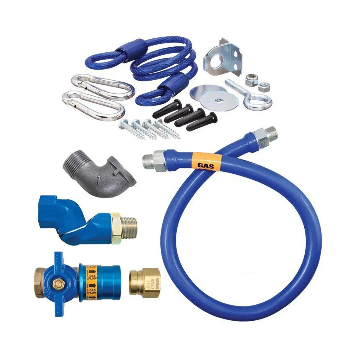 Dormont 16100KITCFS72 Safety Quik 72" Gas Connector Kit, Swivel MAX, Elbow, Restraining Cable, 1" Dia