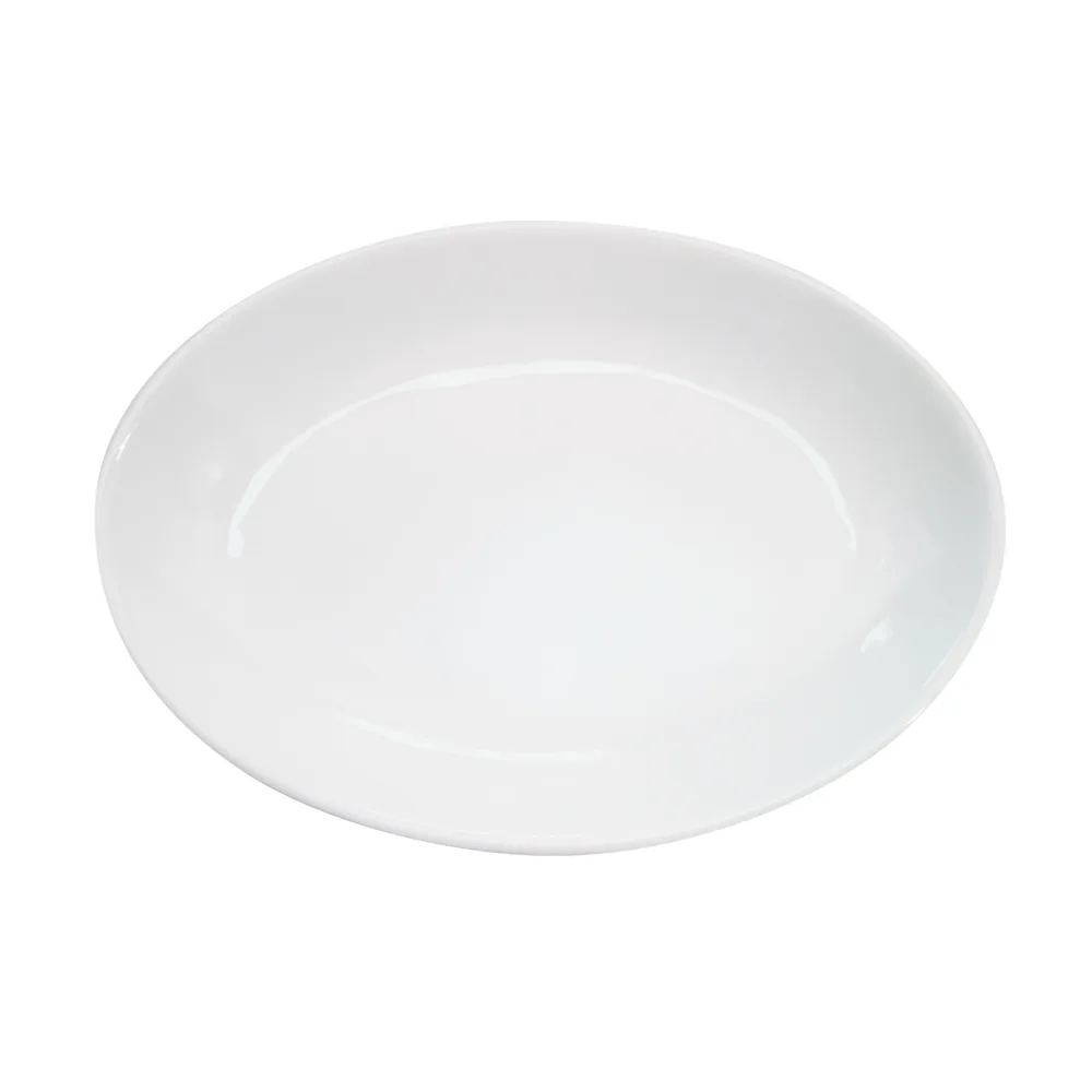 CAC China RCN-102 Platter, 15-1/2" L x 11" W x 2" H, Deep Rim, Porcelain, Dishwasher Safe - Dozen
