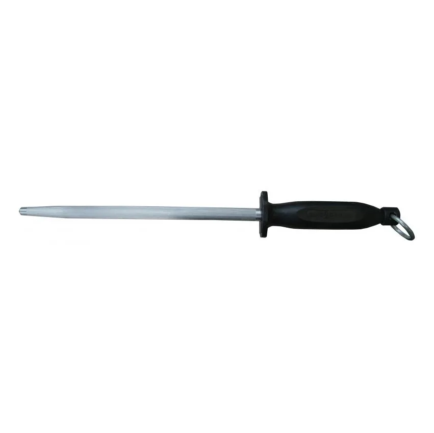 Omcan USA 13904 Sharpening Steel, 12" Round Blade, Black Plastic/Poly Handle