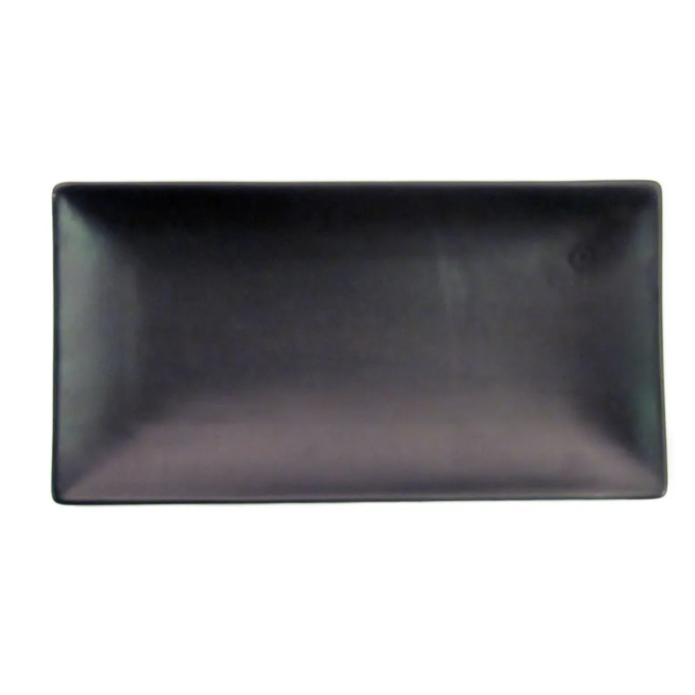 CACChina 666-13-BLK Rectangular Ceramic Platter 11½"L×6½"W×1¼"H, Black Glaze, DW/O/MW Safe - Dozen