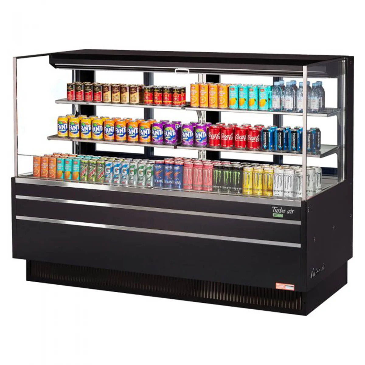 Turbo Air TOM-72L-UFD-W(B)-3S-N 70" Horizontal Open Air Merchandiser, Self-Contained, 2 Shelves