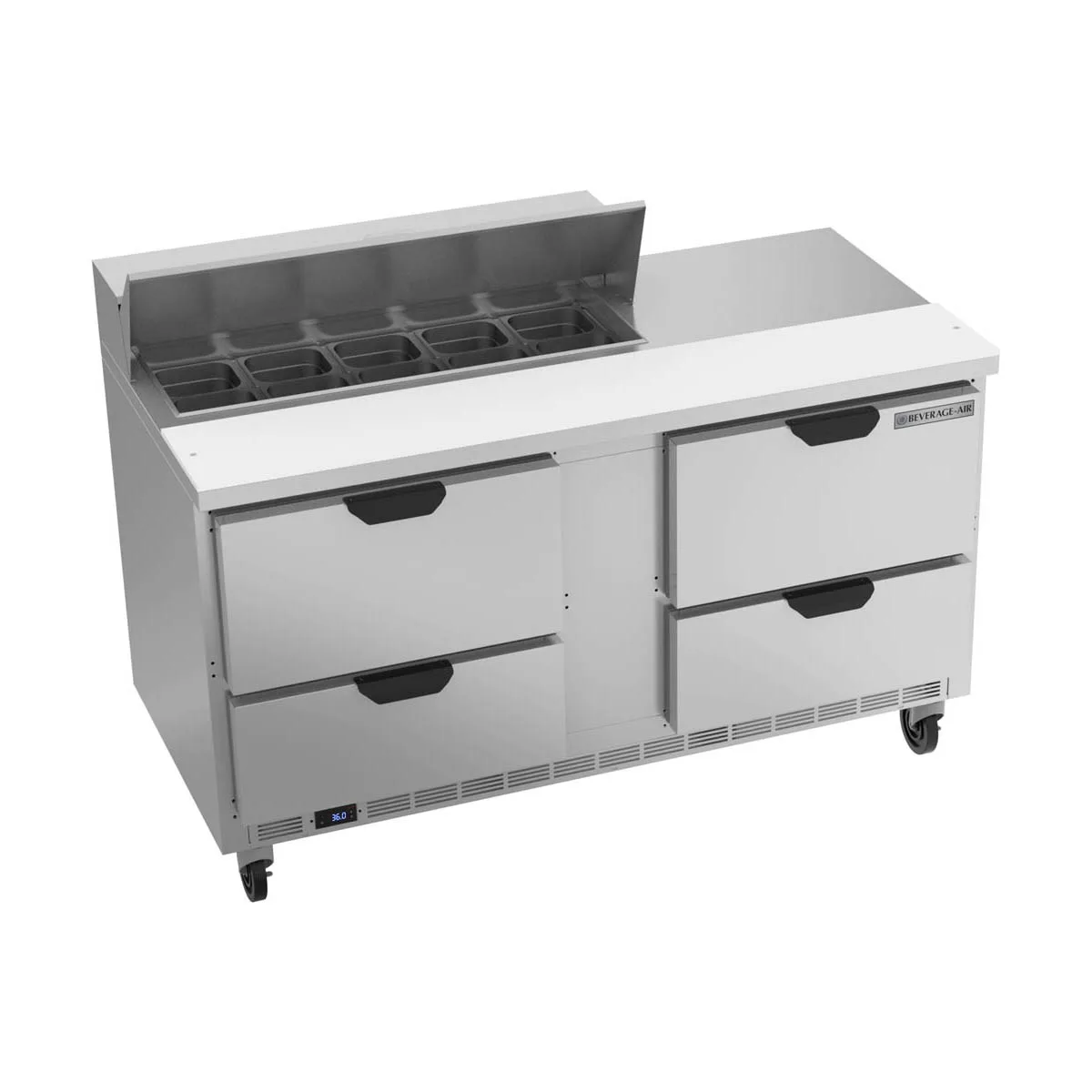 Beverage Air SPED60HC-10-4 60" Two Section Sandwich/Salad Prep Table w/ 4 Drawers, 10 Pans