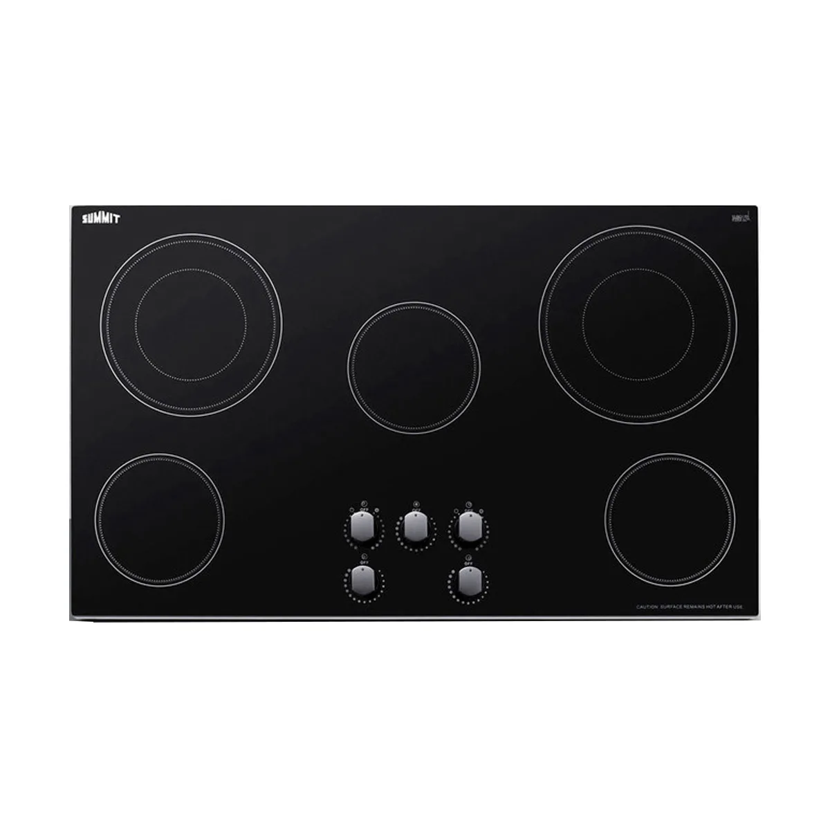 Summit CR5B36MB 35" Electric Radiant Cooktop w/ (5) Burners, Black Ceramic Glass, Manual Controls, 7.7 kW, 240v