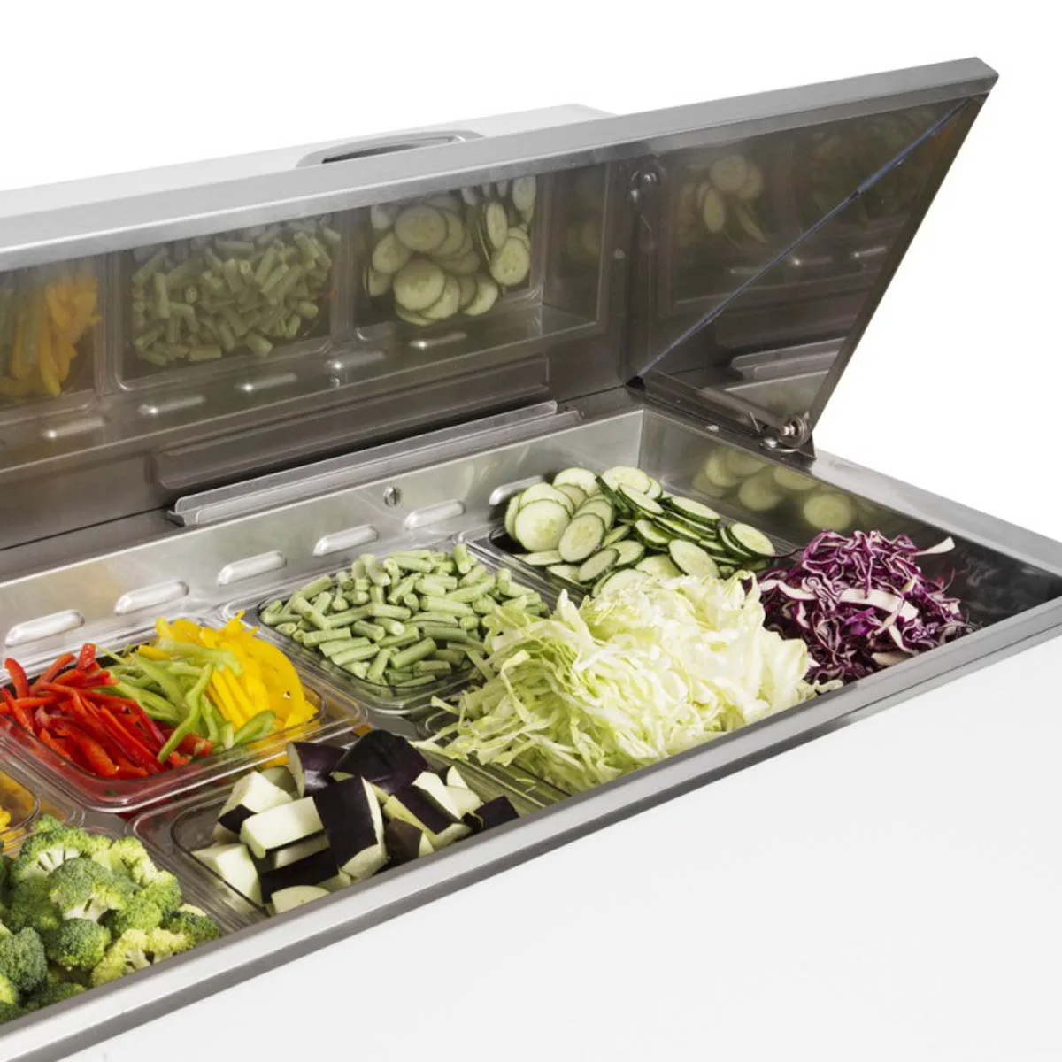Turbo Air JST-72-N 70" Three Section Sandwich / Salad Prep Table w/ 3 Doors, 18 Pans