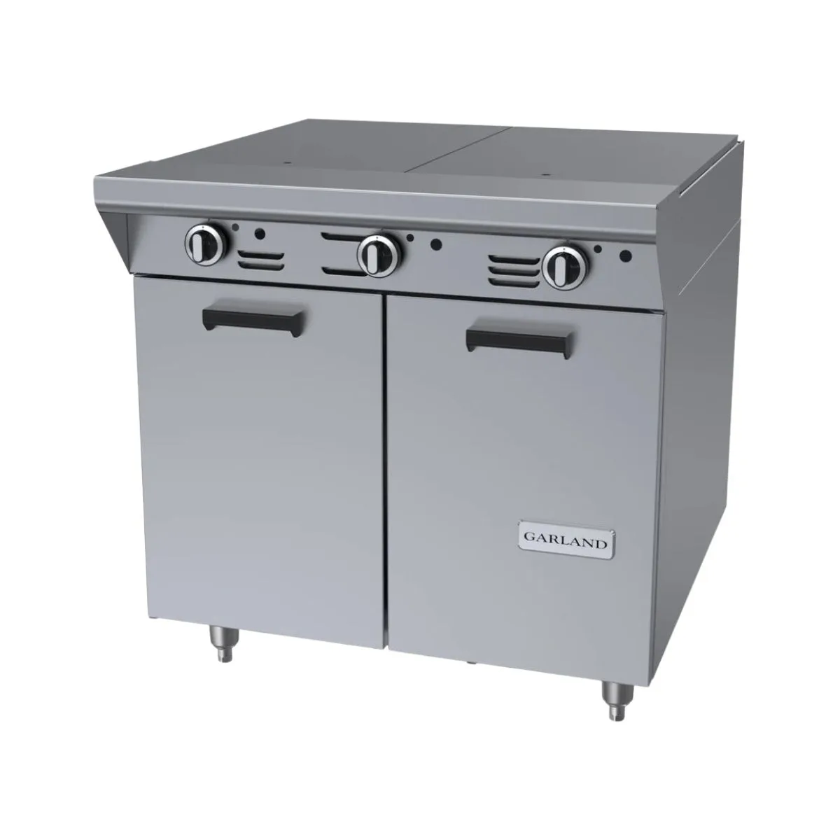 Garland US Range M46S 34" Gas Heavy Duty Range w/ (2) Even Heat Hot Tops, (1) Cabinet Base, 90.000 BTU