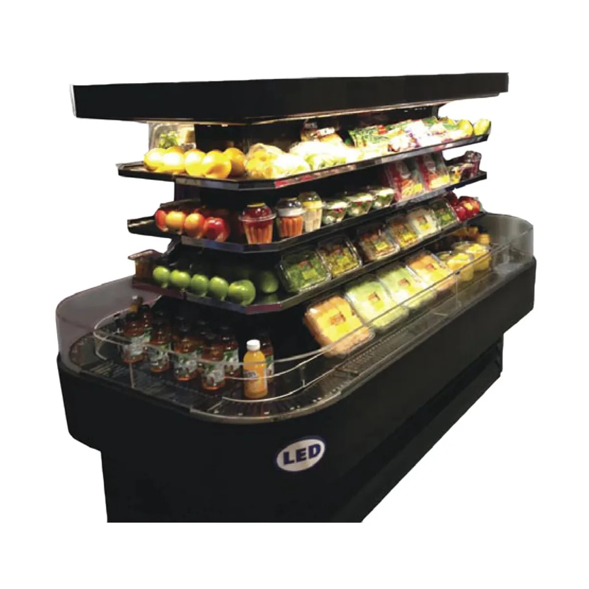 Howard-McCray SC-OD42I-7-B-LED 84'' Island Open Air Merchandiser in Black, Self-Contained
