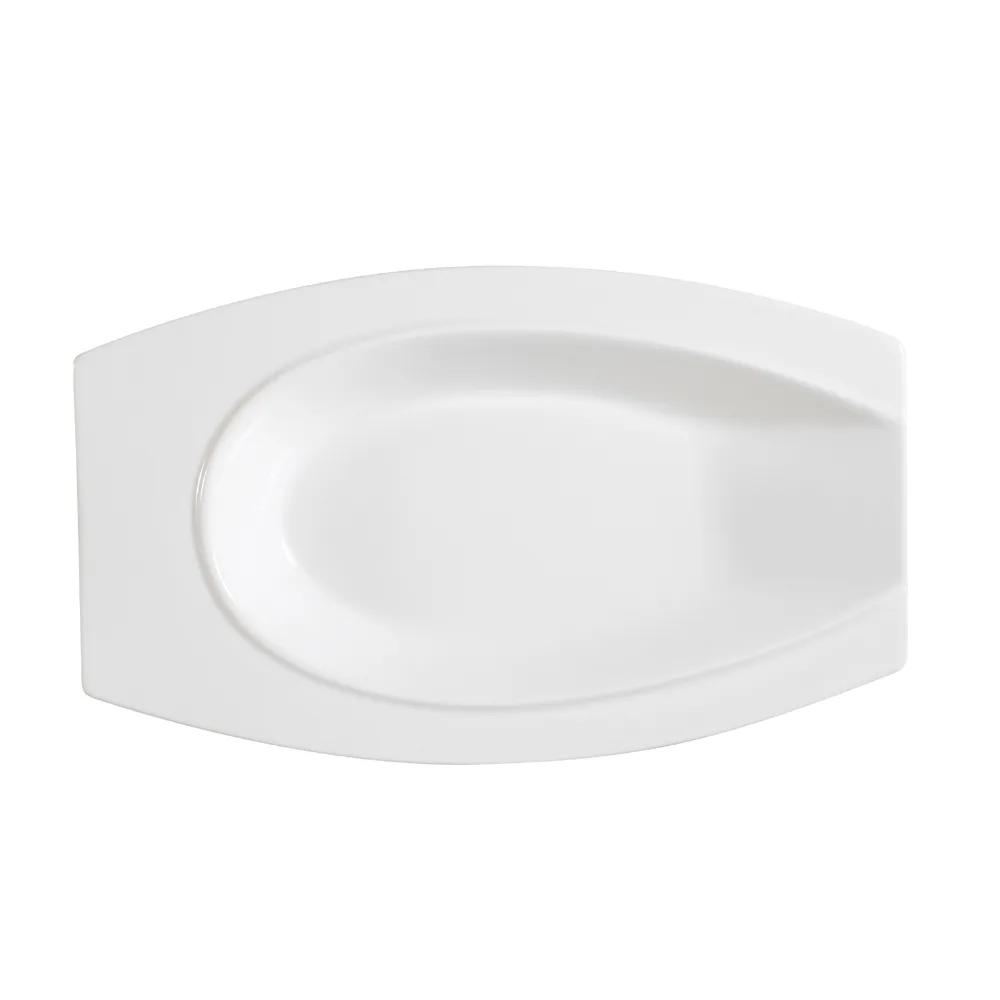 CAC China HSD-8 Platter 8" L x 5" W x 1" H Horse Shoe Porcelain Bone White - Dozen