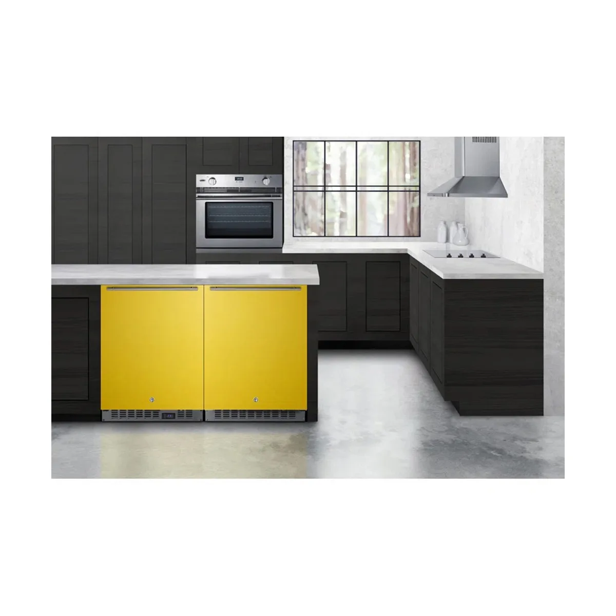 Summit AL54Y 23" Built-in or Freestanding Undercounter Freezer w/ Saffron Gold Door, 4.8 cu. ft., Glass Shelves