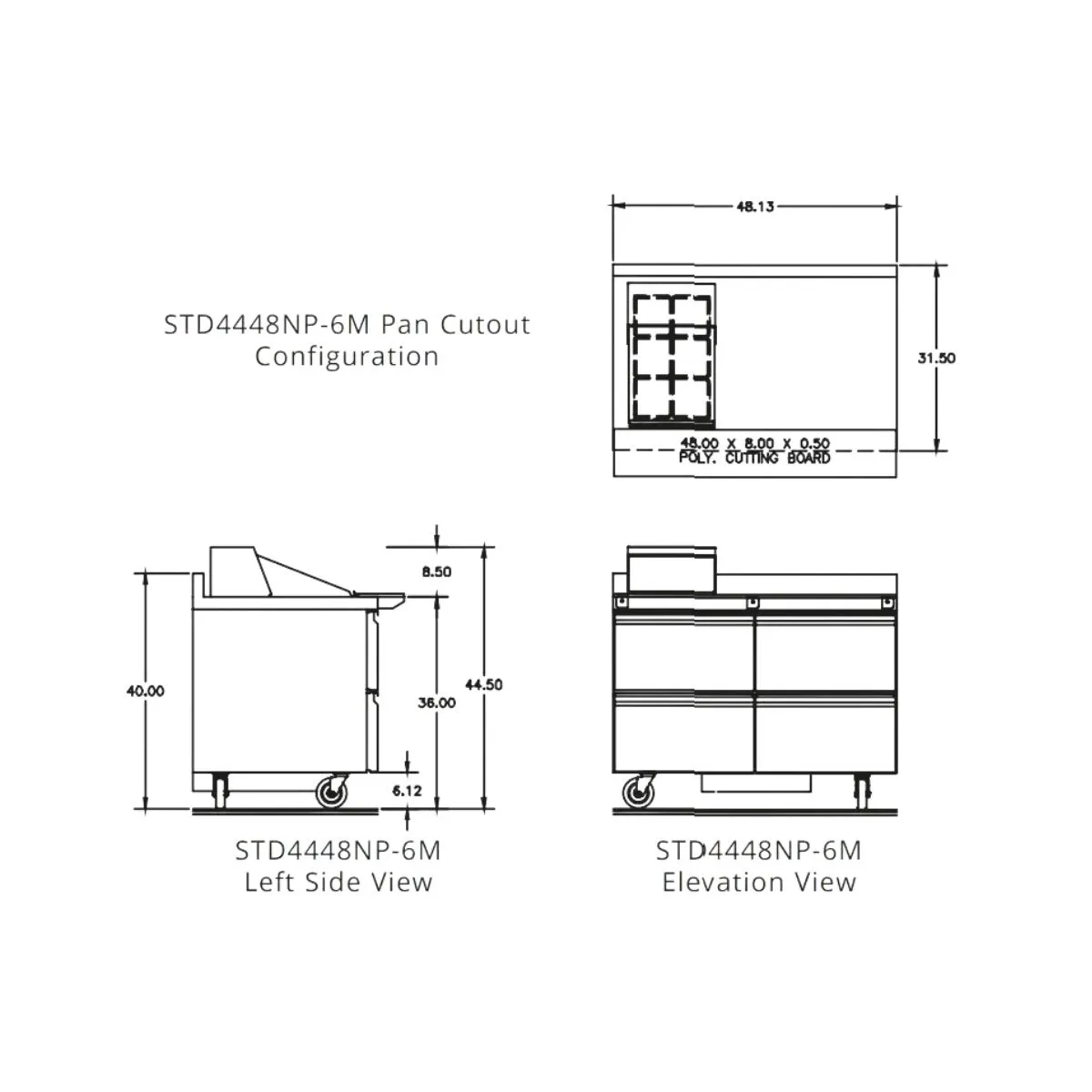 Delfield STD4448NP-6M 48" 2-Section Mega Top Sandwich Prep Table, 4 Drawers, 6 Pans