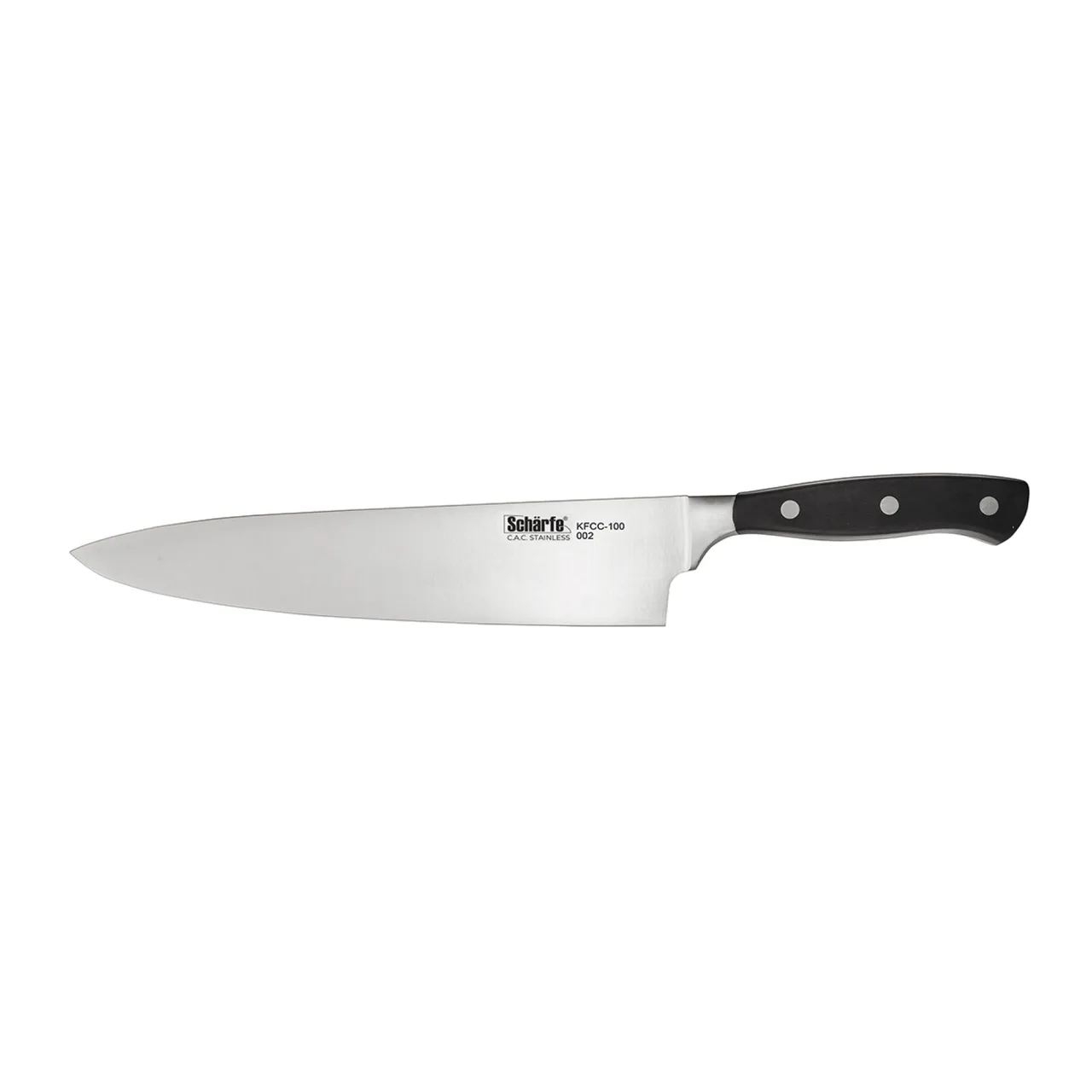 CAC China KFCC-100 Scharfe Chef Knife, 10" Forged High-Carbon Steel, Black Handle