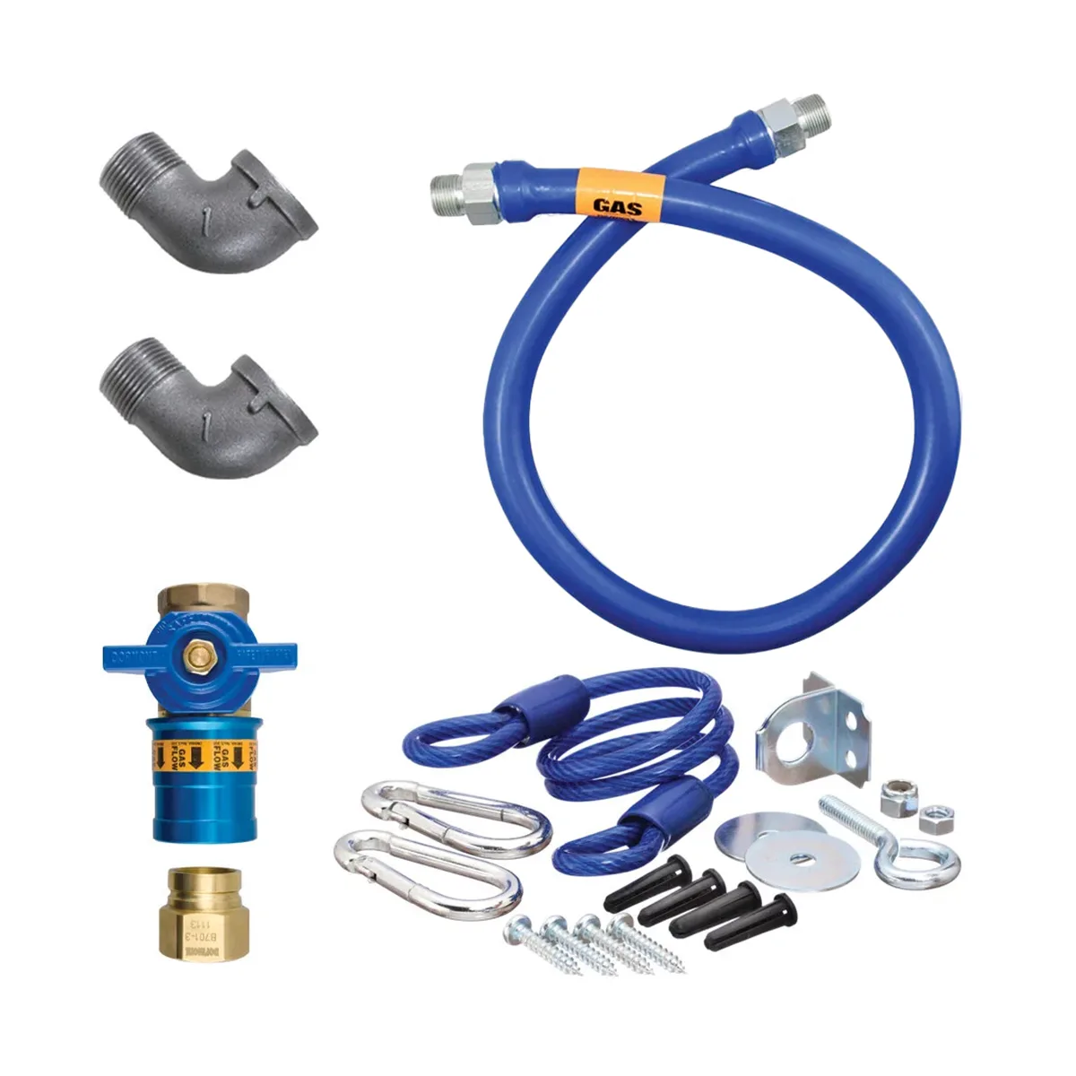 Dormont 1650KITCF48 Deluxe Safety Quik 48" Gas Connector Kit, Two Elbows, Restraining Cable, 1/2" Dia